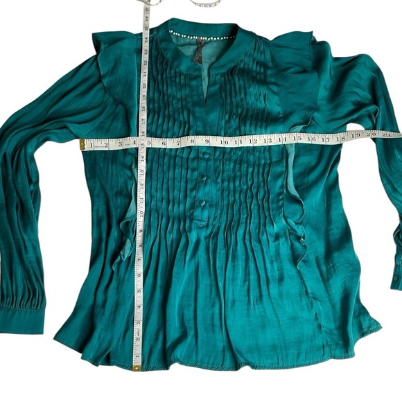 Anthropologie Blue Long Sleeve Ruffled Blouse - Picture 9 of 10